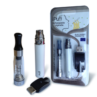 iPuff e-cigarette Starter Kit with Atomiser,  rechargeable battery and USB charger - White
