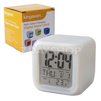 Kingavon Multi Colour Changing Digital Alarm Clock with Temperature,  Variable Snooze and Melodies