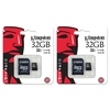 Kingston Micro SD SDHC Memory Card 45MB/s Class 10 with Full Size SD Card Adapter - 32GB - Value Twin Pack