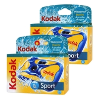 Kodak Aqua Sport 15M Waterproof Single Use / One-Time-Use Disposable Camera 800ASA - 27 Exposures - Value 2 Pack