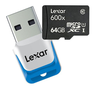 Lexar microSDXC Memory Card - 64GB Class 10 UHS-I High Speed with Reader