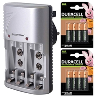 Lloytron AA and AAA Battery Charger with 8x Duracell AA Rechargeable Batteries - VALUE KIT