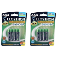 Lloytron ACCU DIGITAL AAA HR03 NiMH Rechargeable Batteries 550mAh - Value 8 Pack