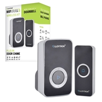 Lloytron MIP3 Wireless Door Bell Kit - 32 Melody Mains Chime Unit with Door Bell Push - Black