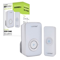 Lloytron MIP3 Wireless Door Bell Kit 32 Melody Mains Chime Unit with Door Bell Push - White