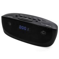 Lloytron Portable or Mains Powered Bluetooth Speaker with Alarm,  Radio,  USB Input and Remote Control - Black