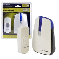 Lloytron Wireless Doorbell Push and Chime Unit with Light Strobe and 32 Melodies MiP System - White