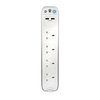 Masterplug USB 2.1a Charging Surge Protected 1m Extension Lead with 4 sockets - White