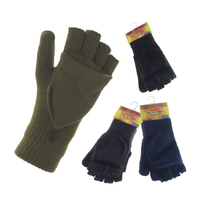 Mens Combo Mitten / Fingerless Gloves with Flap - Mixed Colour Pack