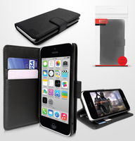 Orzly Multifunctional Wallet Case with integrated Stand for iPhone 5C - Black