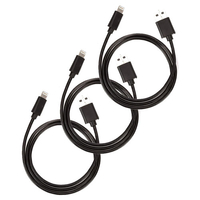 Pama Apple Certified MFI Charge and Sync USB to Lightning Cable. - Black 1M length Value 3 Pack