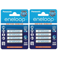 Panasonic ENELOOP AAA HR03 NiMH Rechargeable Batteries 750mAh - Extra Value 8 Pack