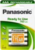 Panasonic Ready to Use and Stay Charged AAA HR03 NiMH Rechargeable Batteries 750mAh - 4 Pack