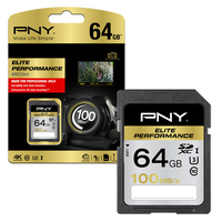 PNY Elite Performance SDXC Flash Memory Card Class 10 UHS-1 U3 4K HD 100MB/s - 64GB