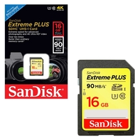 Sandisk Extreme Plus SD SDHC Memory Card UHS-1 U3 Class 10 90MB/s 4hr - 16GB