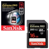 Sandisk Extreme Pro SDHC SD Memory Card UHS-II Class 10 280MB/s - 16GB