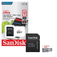 SanDisk Ultra Android Micro SD Memory Card Class 10 A1 UHS-1 80Mbps with SD Adapter - 32GB