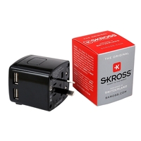 Skross World Traveller Twin USB Charger Use in over 150 Countries - Black 1.302301