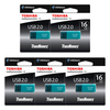 Toshiba TransMemory Flash Drive USB 2.0 Memory Stick - AQUA - 16GB - 5 PACK