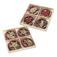 Wooden Christmas Tree Decorations - Reindeers,  Angels,  Hearts,  Trees and Stars Red/White x 16