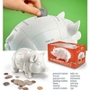 Piggy Bank with Reasons to Save "Budgets Cuts"