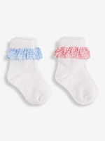 2-Pack Gingham Frilled Socks