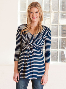 Breton Stripe Gathered Maternity Top