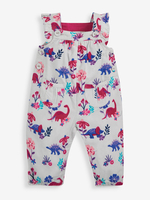 Dino Floral Print Cord Baby Dungarees