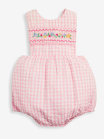 Dusky Pink Gingham Baby Romper