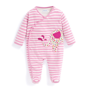 Elephant Appliqué Baby Sleepsuit
