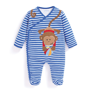 Monkey Appliqué Baby Sleepsuit
