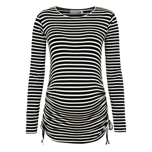 Navy Breton Side Gathered Maternity Top