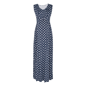 Navy Print Maternity & Nursing Maxi Dress