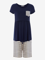 Navy Stripe Short Maternity & Nursing Pyjama Set