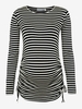 Navy Stripe Side Gathered Maternity Top