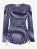 Navy Stripe Side Gathered Maternity Top