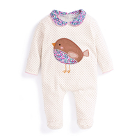 Robin Appliqué Baby Sleepsuit