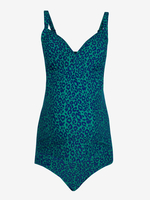 Teal Leopard Print Maternity Tankini