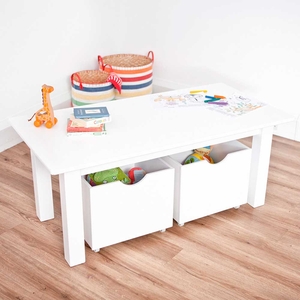 White Play Table with Storage Boxes