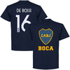 Boca CABJ Crest De Rossi 16 T-Shirt - Navy (2019-2020 Style Back Print) - L