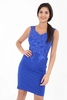 Crochet Trim Ribbed Bodycon Dress (Blue)