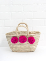 Bohemia Design Mini Market Pom Pom Baskets (Slight Seconds),  Fuchsia