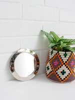 Bohemia Design Moroccan Circle Mirror,  White Brass