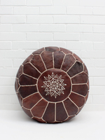 Bohemia Design Moroccan Leather Pouffe,  Chocolate Mocha Oiled (slight second)