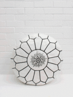 Bohemia Design Moroccan Leather Pouffe,  White & Black (slight seconds)