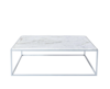 Square White Marble Coffee Table with Light Grey Frame