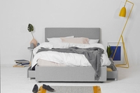 Grey Fabric 4 Drawer Bed - Plain Double