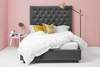 Grey Velvet Bed - Buttoned Double