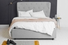 Ottoman Bed,  Double Size with
Grey Fabric Winged Headboard