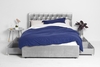 Silver Velvet Fabric 4 Drawer Bed - Scroll Sleigh King